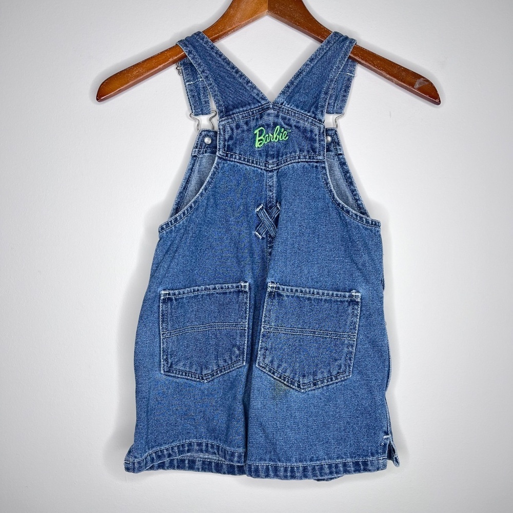 Vintage 1998 Barbie Denim Blue Overalls Shortalls 6 - Picture 2 of 5